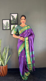 Thumbnail for Malishka Export Cotton Silk Woven Ready To Wear Saree With Blouse Piece - Violate - Distacart