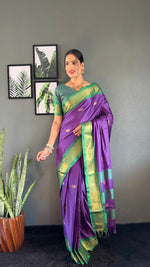 Thumbnail for Malishka Export Cotton Silk Woven Ready To Wear Saree With Blouse Piece - Violate - Distacart