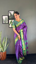 Thumbnail for Malishka Export Cotton Silk Woven Ready To Wear Saree With Blouse Piece - Violate - Distacart