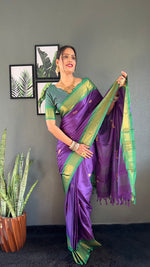 Thumbnail for Malishka Export Cotton Silk Woven Ready To Wear Saree With Blouse Piece - Violate - Distacart
