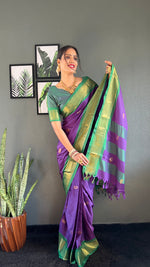 Thumbnail for Malishka Export Cotton Silk Woven Ready To Wear Saree With Blouse Piece - Violate - Distacart