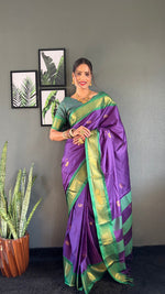 Thumbnail for Malishka Export Cotton Silk Woven Ready To Wear Saree With Blouse Piece - Violate - Distacart