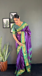 Thumbnail for Malishka Export Cotton Silk Woven Ready To Wear Saree With Blouse Piece - Violate - Distacart