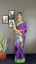 Thumbnail for Malishka Export Cotton Silk Woven Ready To Wear Saree With Blouse Piece - Violate - Distacart