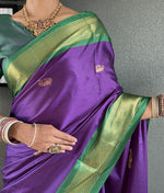 Thumbnail for Malishka Export Cotton Silk Woven Ready To Wear Saree With Blouse Piece - Violate - Distacart