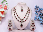 Thumbnail for Jewel City Teardrop Bridal Necklace Set with Earrings & Maang Tikka - Ethnic Wedding Jewelry for Brides & Parties - Distacart