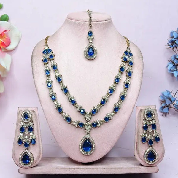 Jewel City Teardrop Bridal Necklace Set with Earrings & Maang Tikka - Ethnic Wedding Jewelry for Brides & Parties - Distacart