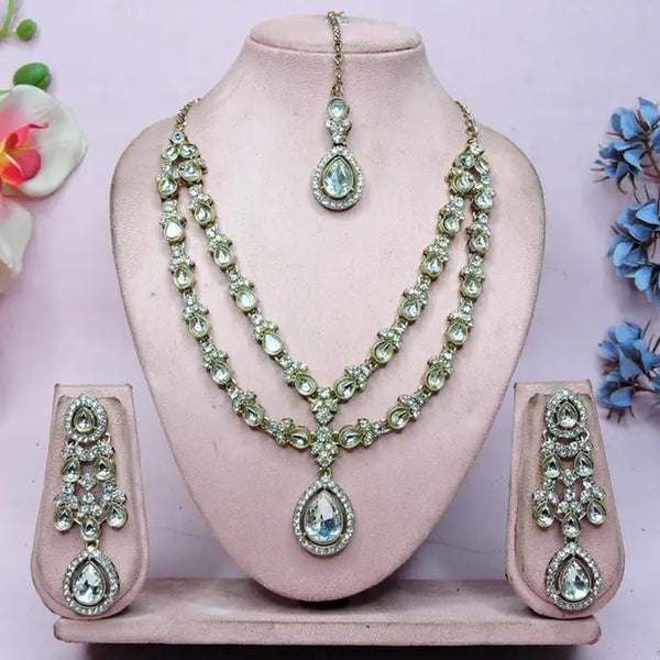 Jewel City Teardrop Bridal Necklace Set with Earrings & Maang Tikka - Ethnic Wedding Jewelry for Brides & Parties - Distacart