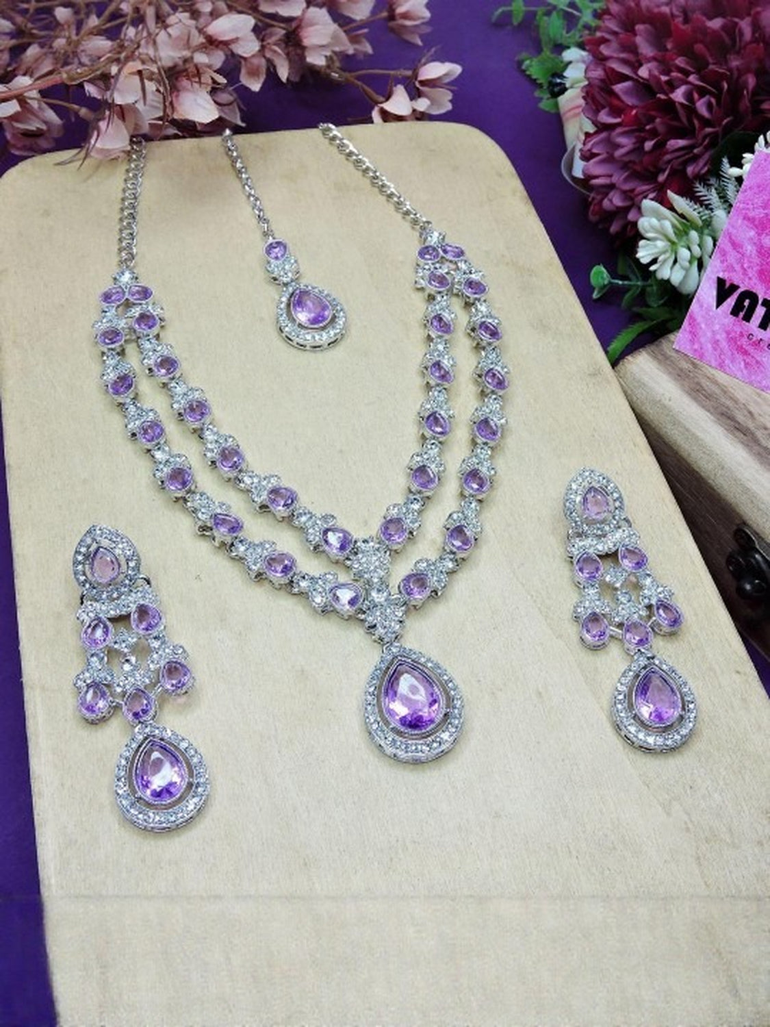 Jewel City Teardrop Bridal Necklace Set with Earrings & Maang Tikka - Ethnic Wedding Jewelry for Brides & Parties