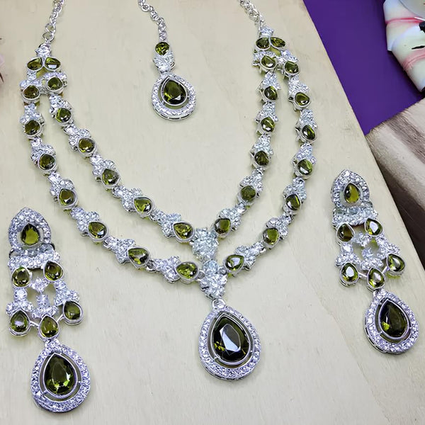 Jewel City Teardrop Bridal Necklace Set with Earrings & Maang Tikka - Ethnic Wedding Jewelry for Brides & Parties - Distacart