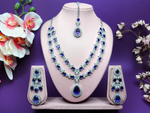 Thumbnail for Jewel City Teardrop Bridal Necklace Set with Earrings & Maang Tikka - Ethnic Wedding Jewelry for Brides & Parties