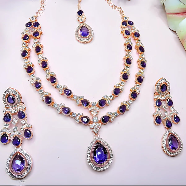 Jewel City Teardrop Bridal Necklace Set with Earrings & Maang Tikka - Ethnic Wedding Jewelry for Brides & Parties - Distacart