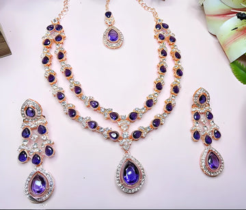 Jewel City Teardrop Bridal Necklace Set with Earrings & Maang Tikka - Ethnic Wedding Jewelry for Brides & Parties - Distacart