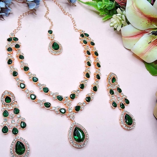 Jewel City Teardrop Bridal Necklace Set with Earrings & Maang Tikka - Ethnic Wedding Jewelry for Brides & Parties