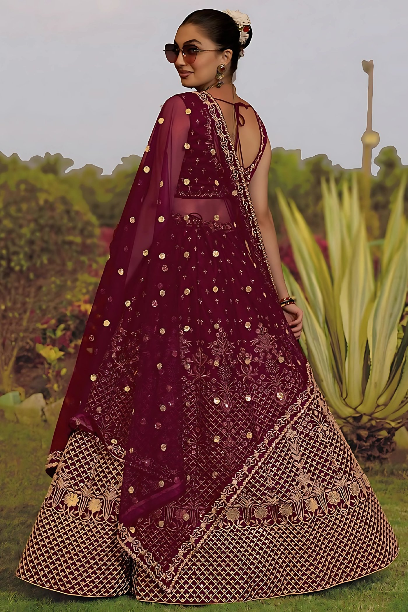 Lehenga Mart Designer Wedding Lehenga Choli For Women - Maroon - Distacart