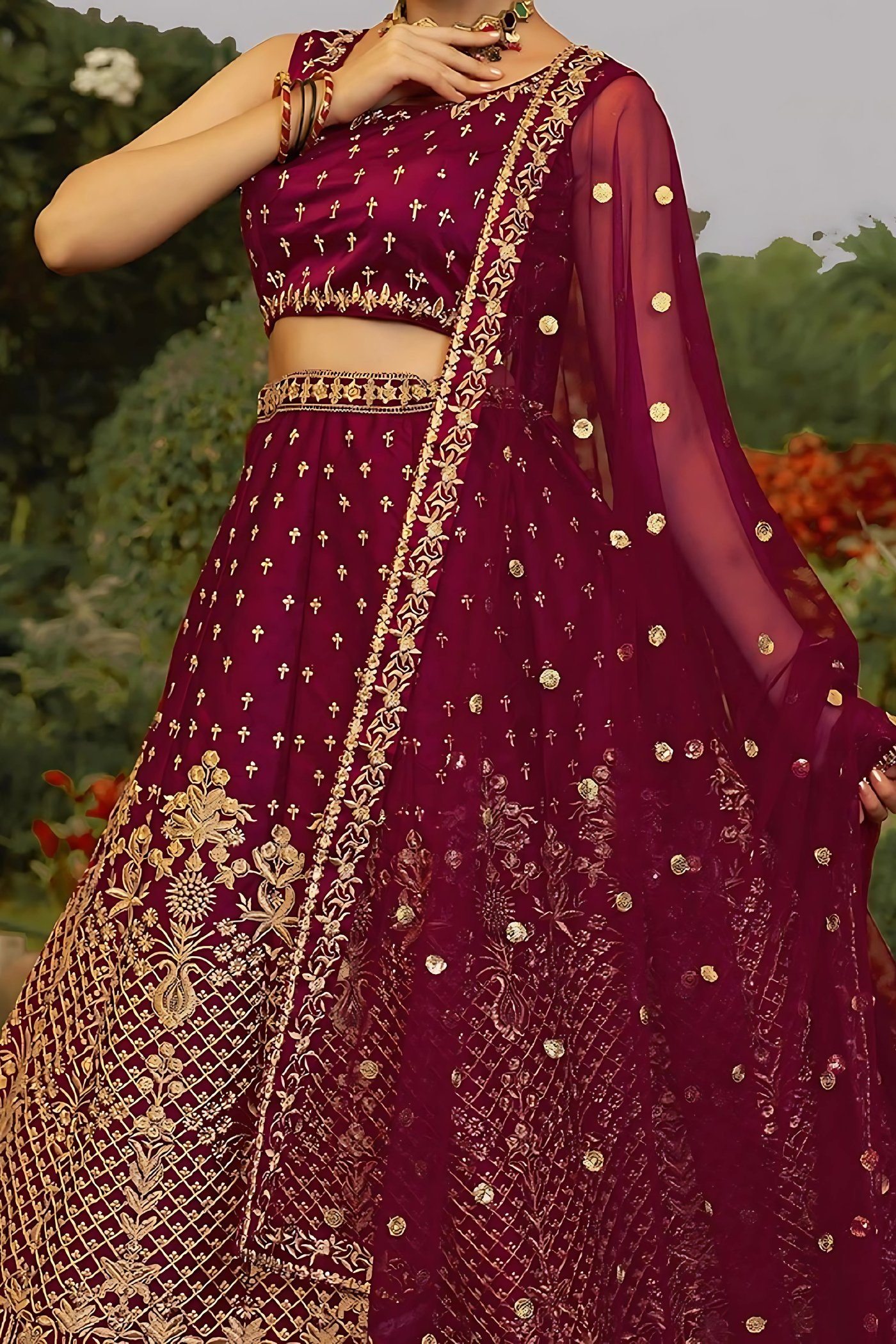 Lehenga Mart Designer Wedding Lehenga Choli For Women - Maroon - Distacart