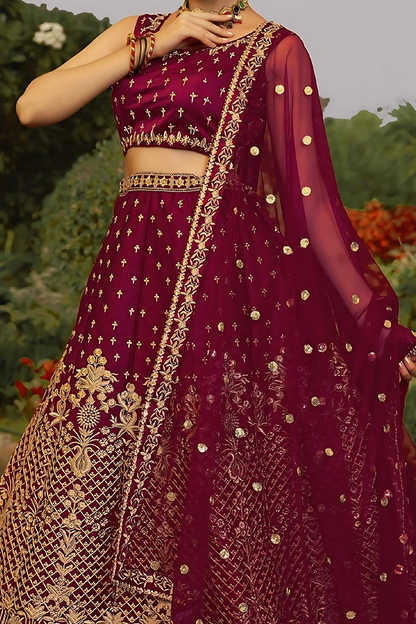 Lehenga Mart Designer Wedding Lehenga Choli For Women - Maroon - Distacart
