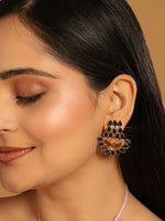 Thumbnail for Nuyug 22K Gold Plated Crystal Studded Contemporary Floral Shaped Stud Earrings