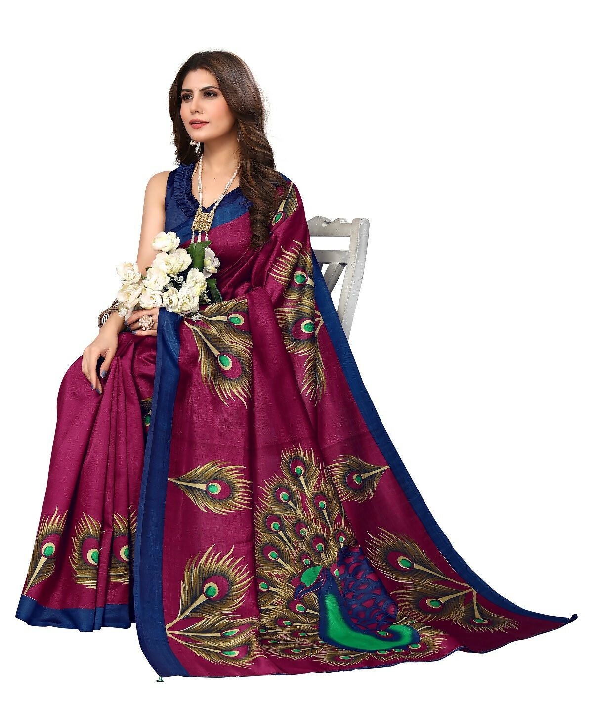 Vamika purple Printed Art Silk Saree - Distacart