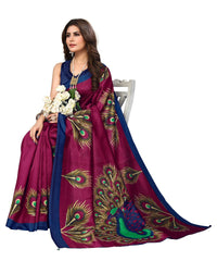 Thumbnail for Vamika purple Printed Art Silk Saree - Distacart