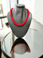 Thumbnail for Inhanns Noor-E-Jalwa – Handmade Crystal Bead Necklace -Adjustable - Red Only Necklace - Distacart