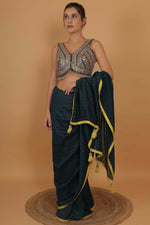 Thumbnail for Joban Fashion Silk Zari And Sequence Work Padded Blouse - Blue