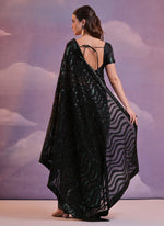 Thumbnail for Vegaa Fashion Black Soft Georgette Leriya Sequence Work Saree