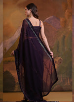 Thumbnail for Vegaa Fashion Wine Soft Georgette Sequence Work Saree