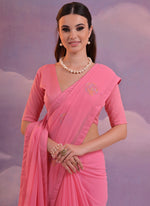 Thumbnail for Vegaa Fashion Pink Soft Georgette Sequence Work Saree