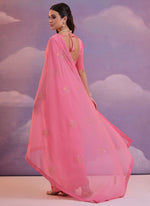 Thumbnail for Vegaa Fashion Pink Soft Georgette Sequence Work Saree