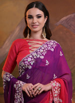 Thumbnail for Vegaa Fashion Purple Soft Georgette Sequence Work Saree