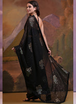 Thumbnail for Vegaa Fashion Black Soft Georgette Sequence Work Saree