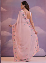 Thumbnail for Vegaa Fashion Light Pink Soft Georgette Sequence Work Saree