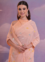 Thumbnail for Vegaa Fashion Light Peach Soft Georgette Sequence Work Saree