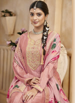 Thumbnail for Vegaa Fashion Baby Pink Vichitra Silk Embroidered Anarkali Suit