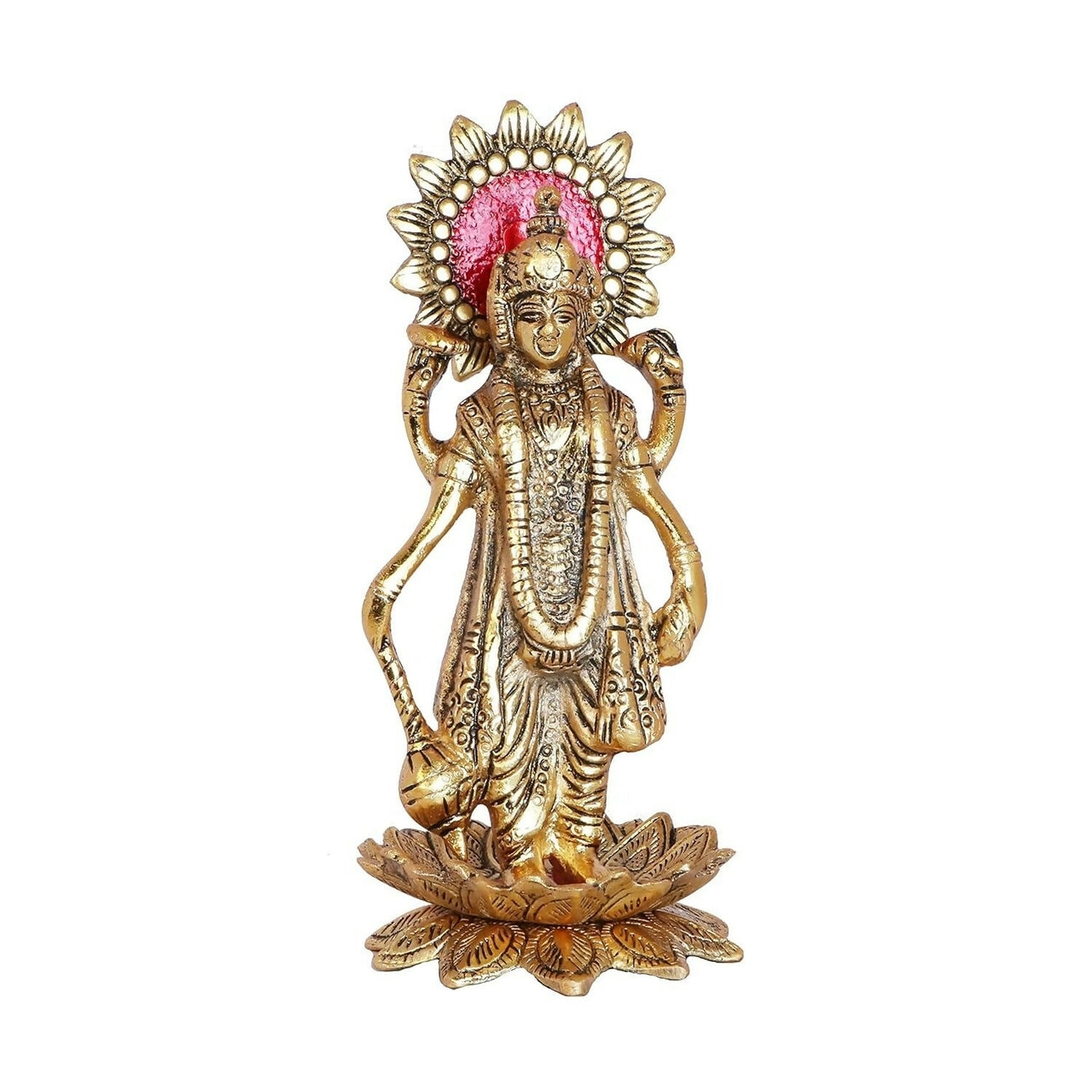 Kridaykraft Gold Plated Narayan/Vishnu Standing On Lotus Metal Statue - Distacart