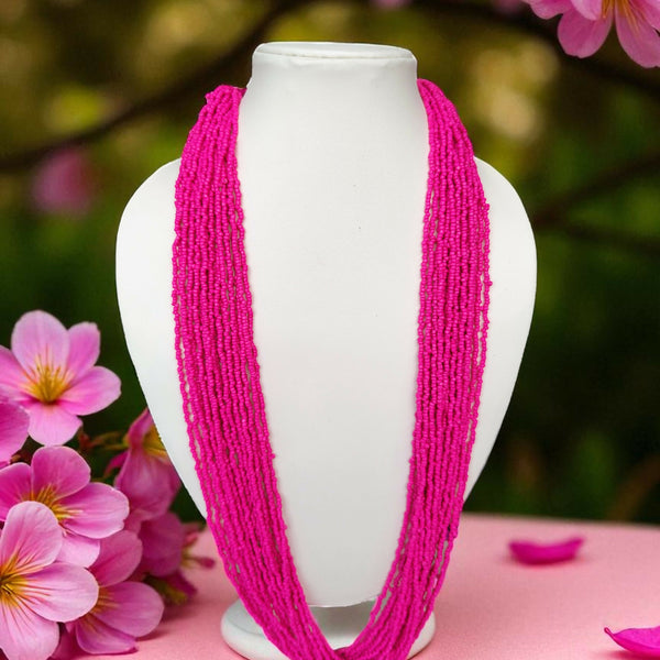 Inhanns Rangsaaz 20-Layer Luxe Long Beaded Only Necklace - Pink Only Necklace - Distacart