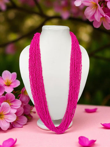 Inhanns Rangsaaz 20-Layer Luxe Long Beaded Only Necklace - Pink Only Necklace - Distacart