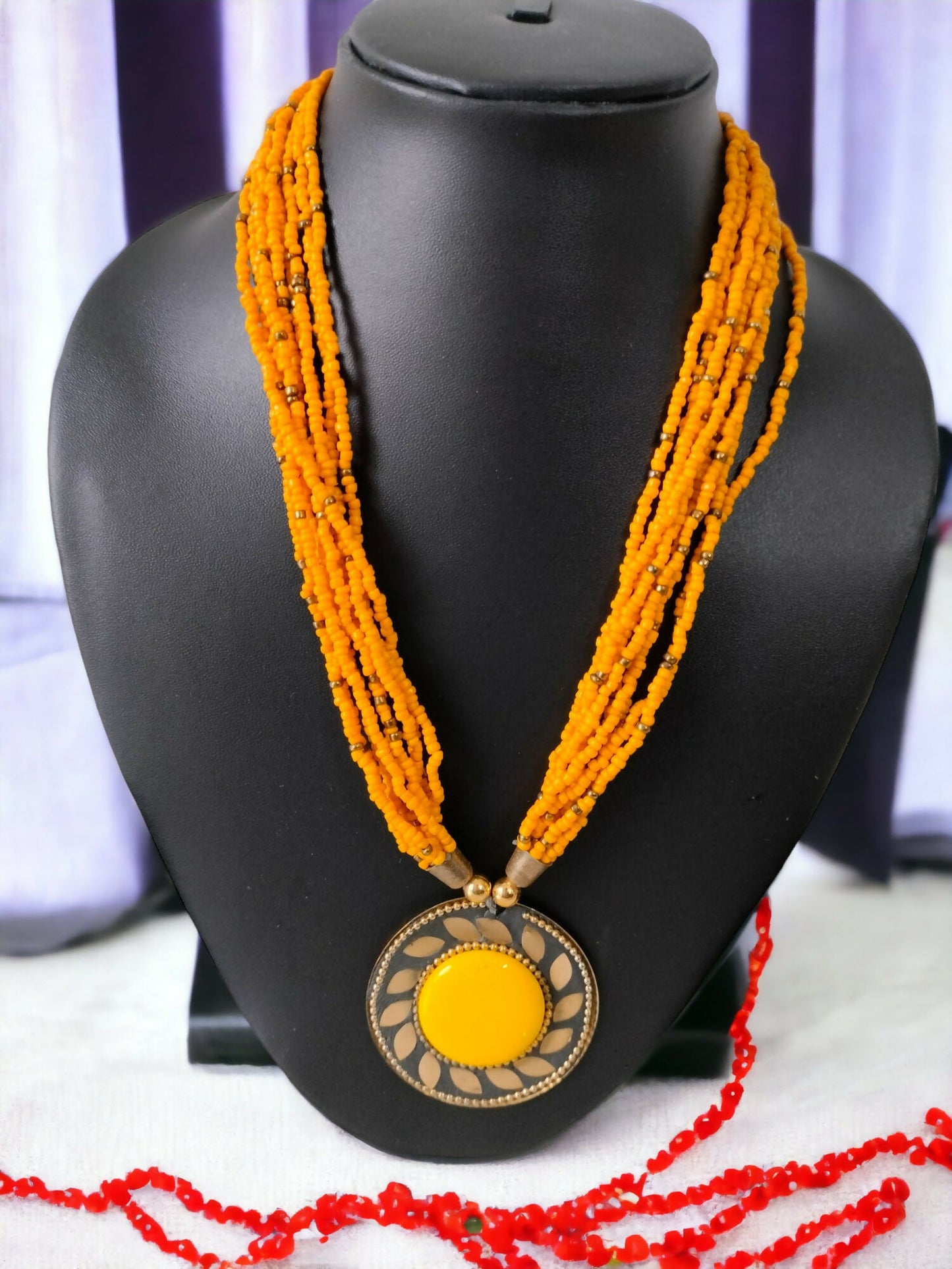 Inhanns Everyday Statement Beaded Pendant Necklace - Yellow - Distacart