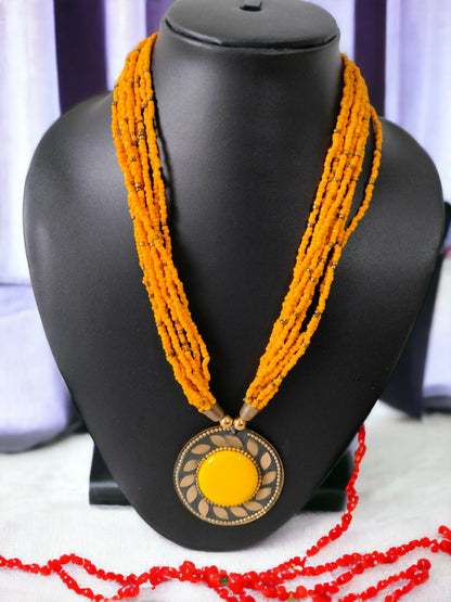 Inhanns Everyday Statement Beaded Pendant Necklace - Yellow - Distacart