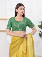 Thumbnail for Joban Fashion Green Art Silk Elbow Sleeveless Front Open Blouse