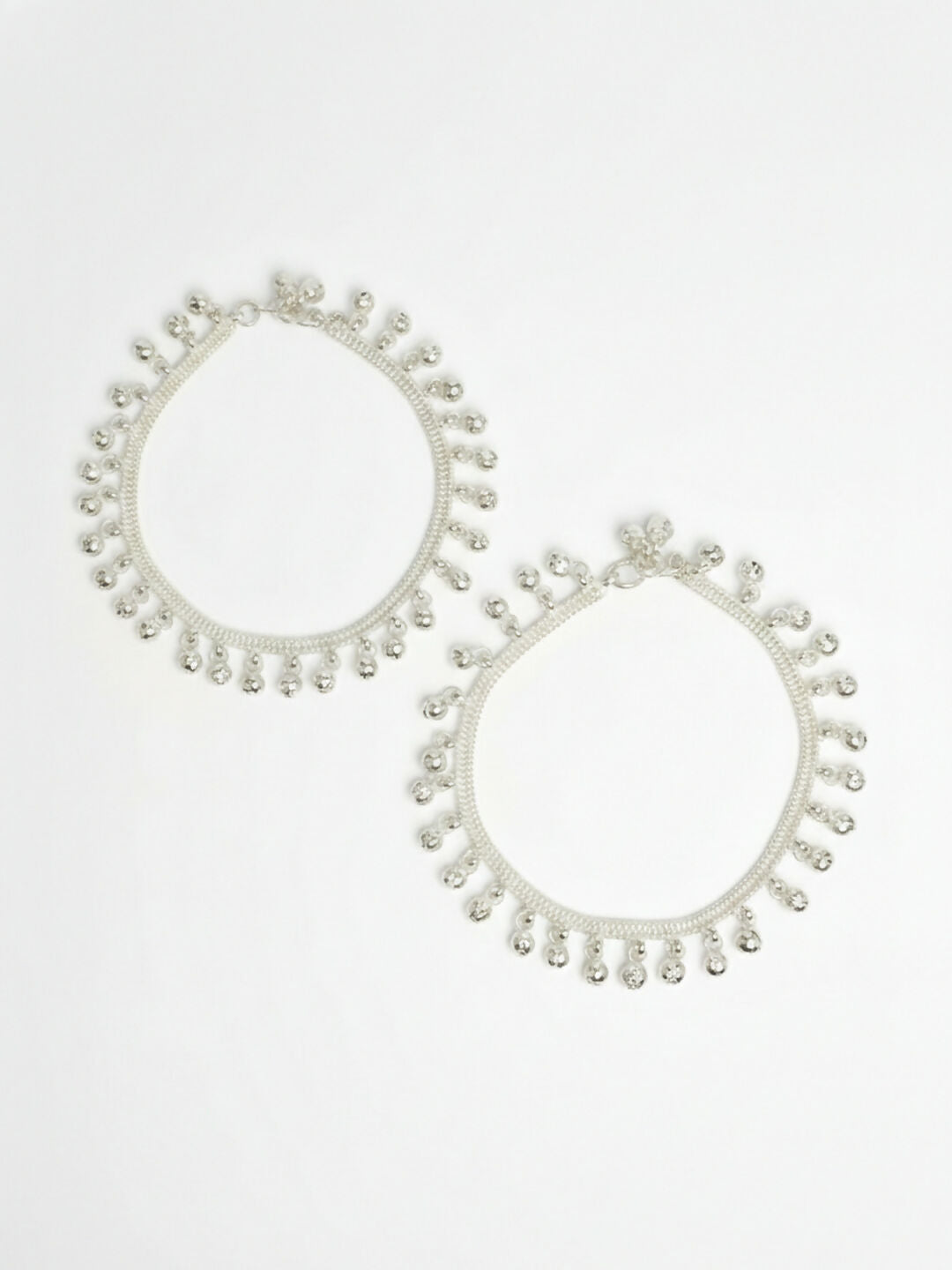 NVR Women Set of 2 Silver Plated Ghunguru Beaded Anklet - Distacart