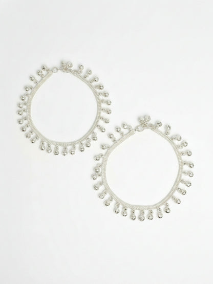 NVR Women Set of 2 Silver Plated Ghunguru Beaded Anklet - Distacart