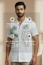 Thumbnail for Tansira — White Palm Embroidered Linen Shirt by Hilo Design - Dista