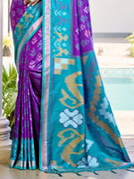 Thumbnail for Astita Pochampalli Silk Violet Saree