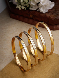 Thumbnail for NVR Women's Set of 4 Gold-Plated CZ-Studded Traditional Bangles - Distacart