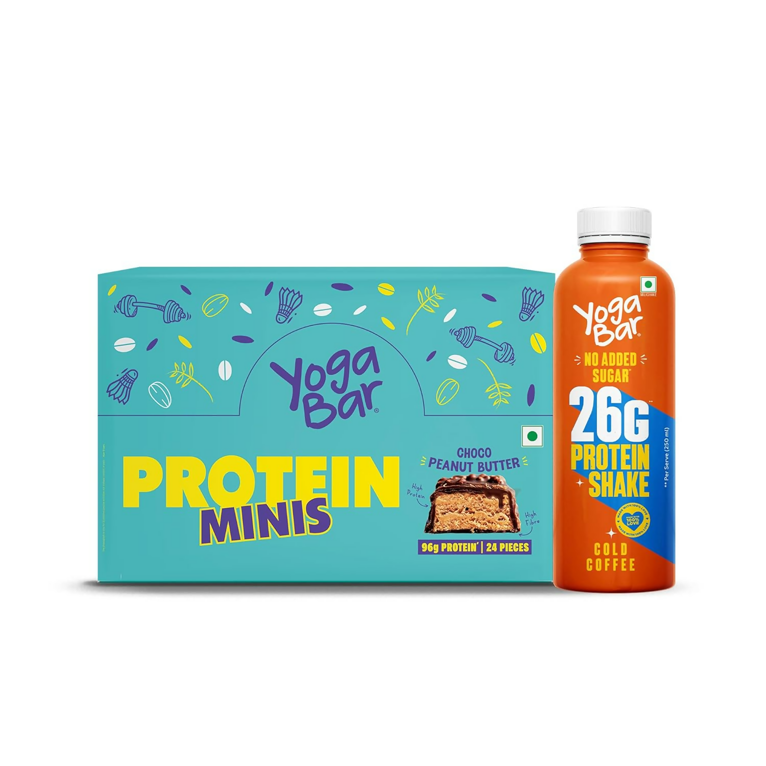 Yoga Bar Protein Minis Choco Peanut Butter, 24 Pieces, Cold Coffee Protein Shake
