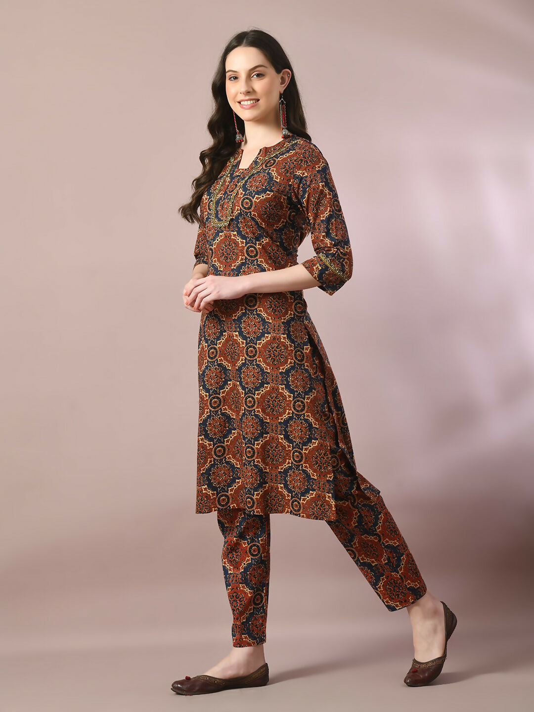 Myshka Women's Multi Printed Cotton Straight Party Kurta Set - Distacart