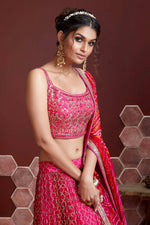 Thumbnail for Wedding Designer Pink Pure Chinon Silk Lehenga Choli - Anbazaar - Distacart