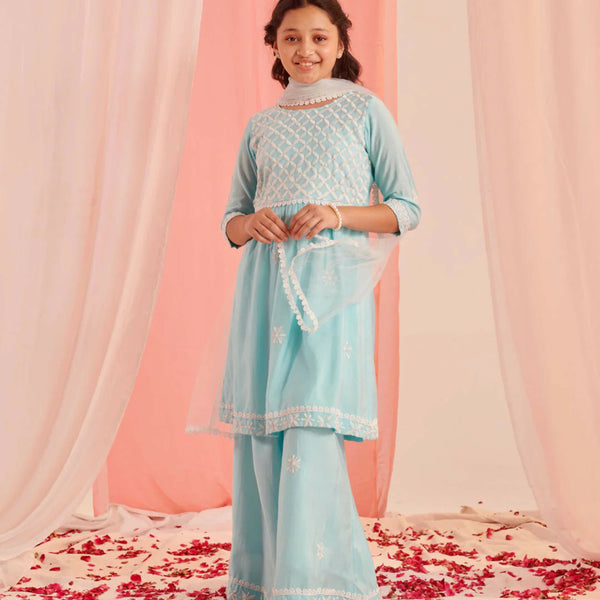 Joban Fashion Girl's Sky Blue Color Palazzo Set - Distacart